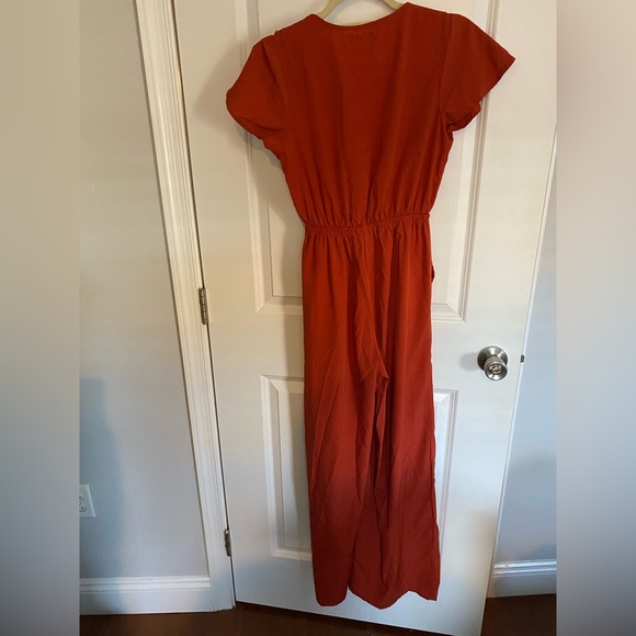 Nasty Gal orange floral trim wide leg jumpsuit - Picture 2 of 6